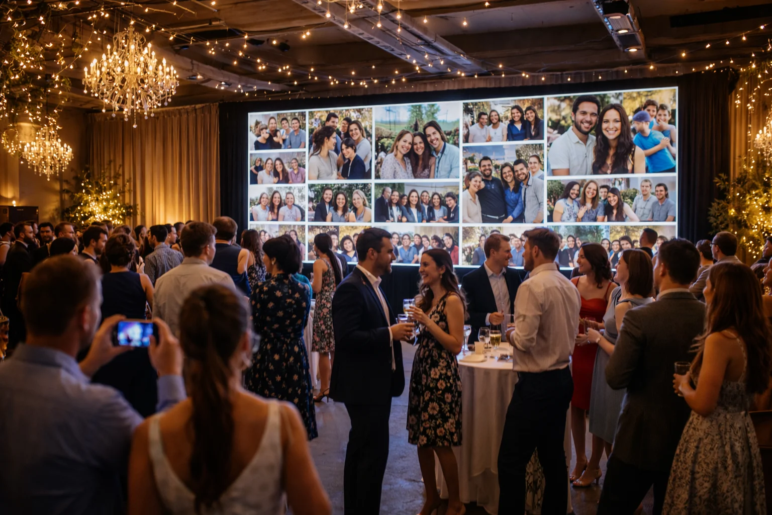 Live-Fotowand auf dem Beamer bei einem Event